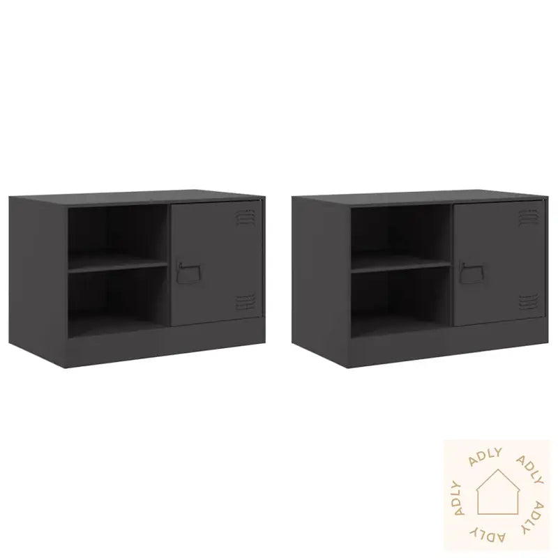 Tv-Benker 2 Stk Svart 67X39X44 Cm Stål