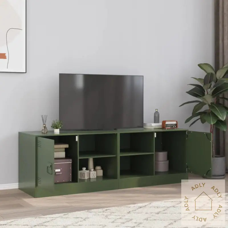 Tv-Benker 2 Stk Olivengrønn 67X39X44 Cm Stål