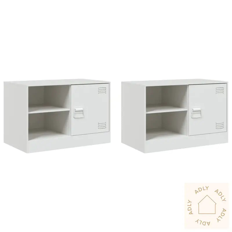 Tv-Benker 2 Stk Hvit 67X39X44 Cm Stål