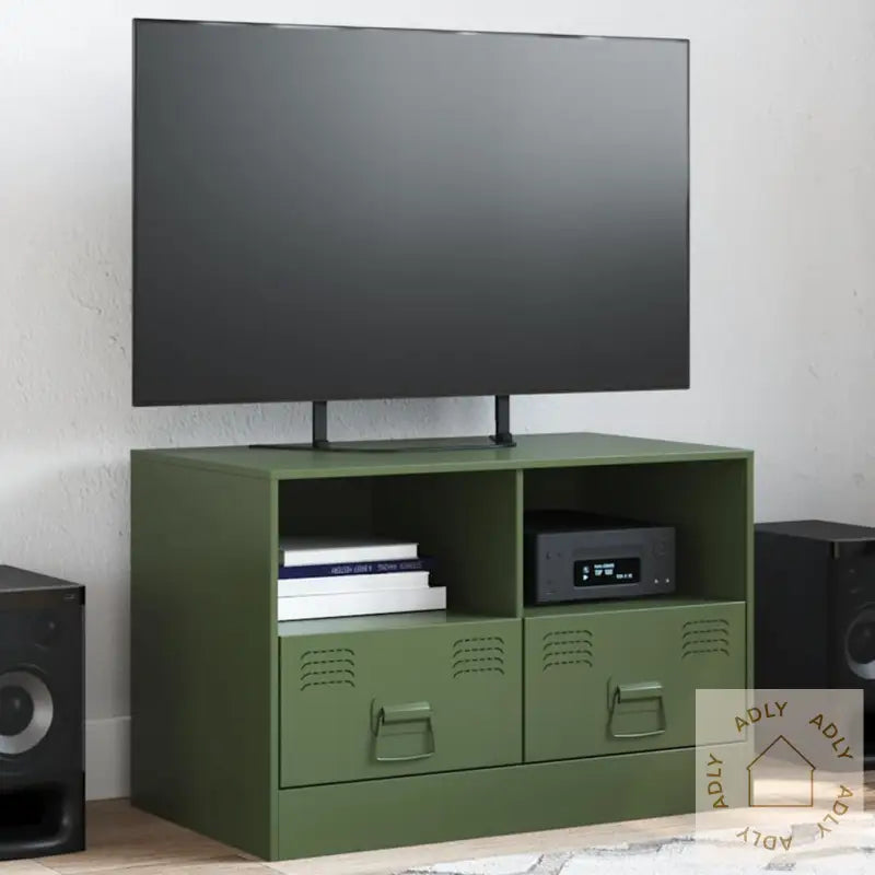 Tv-Benk Olivengrønn 67X39X44 Cm Stål