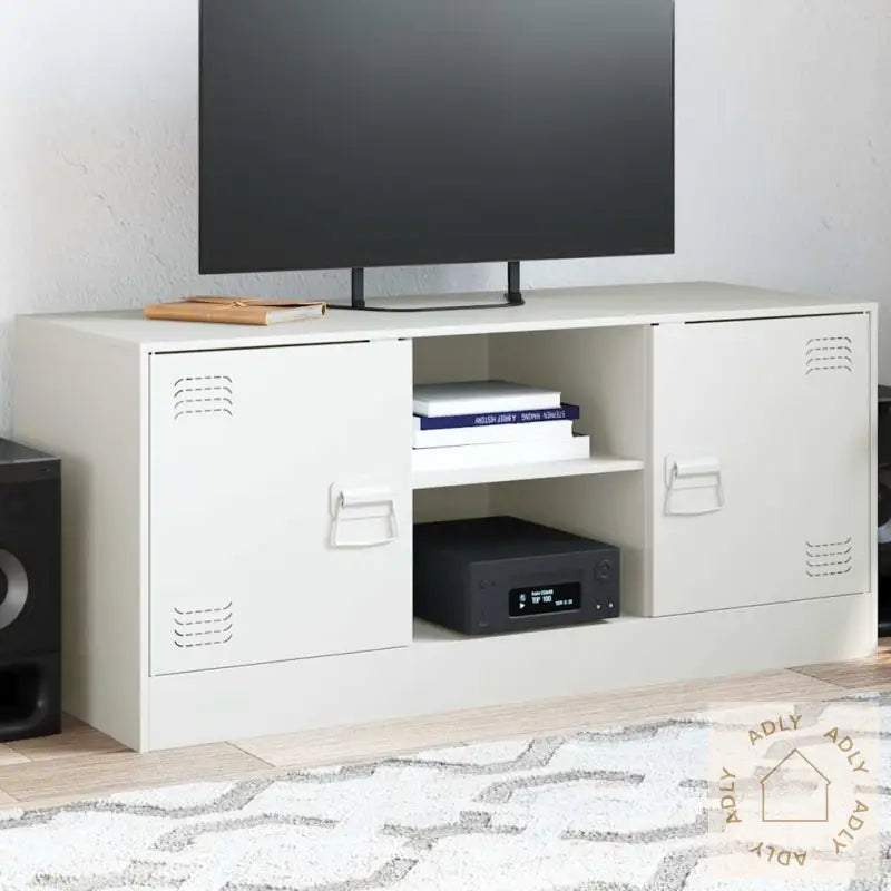 Tv-Benk Hvit 99X39X44 Cm Stål