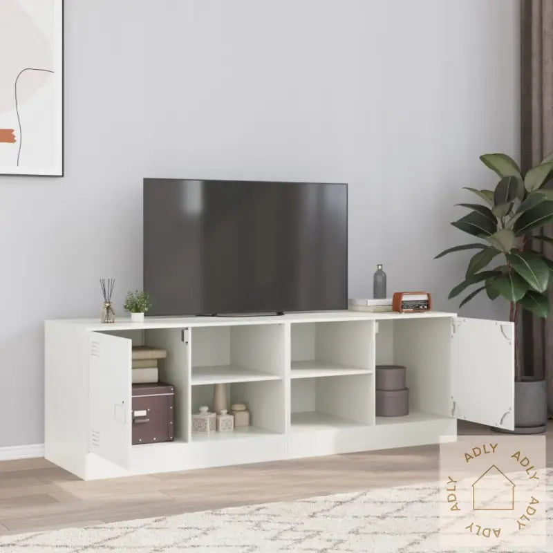 Tv-Benker 2 Stk Hvit 67X39X44 Cm Stål