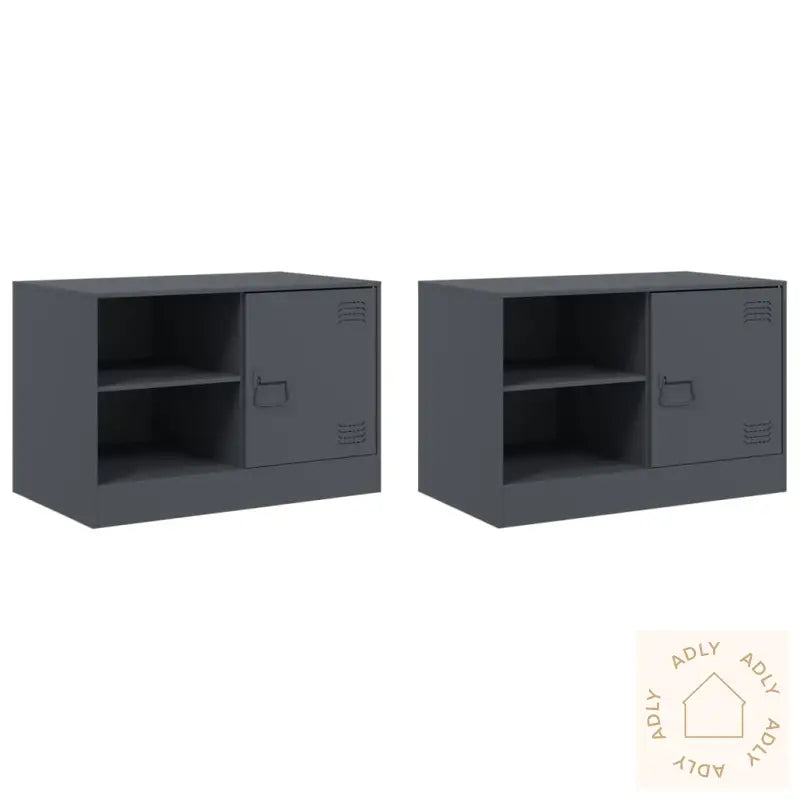 Tv-Benker 2 Stk Antrasitt 67X39X44 Cm Stål