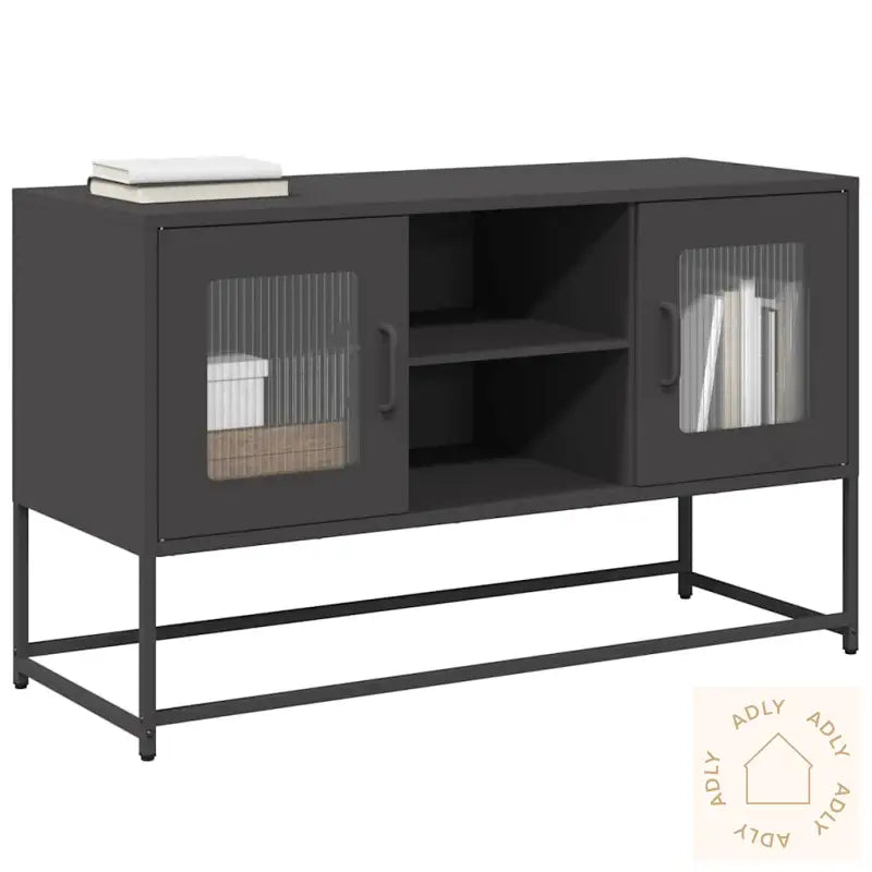 Tv-Benk Svart 100,5X39X60,5 Cm Stål