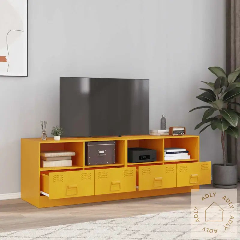 Tv-Benker 2 Stk Sennepsgul 67X39X44 Cm Stål