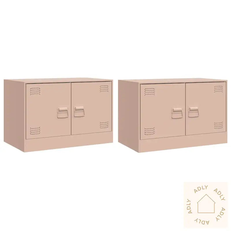Tv-Benker 2 Stk Rosa 67X39X44 Cm Stål