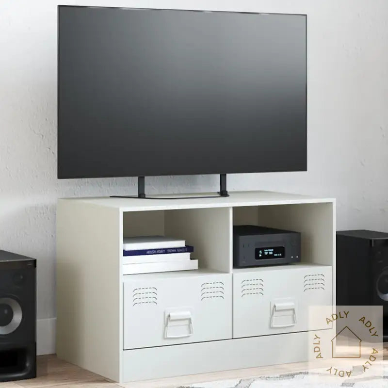 Tv-Benk Hvit 67X39X44 Cm Stål