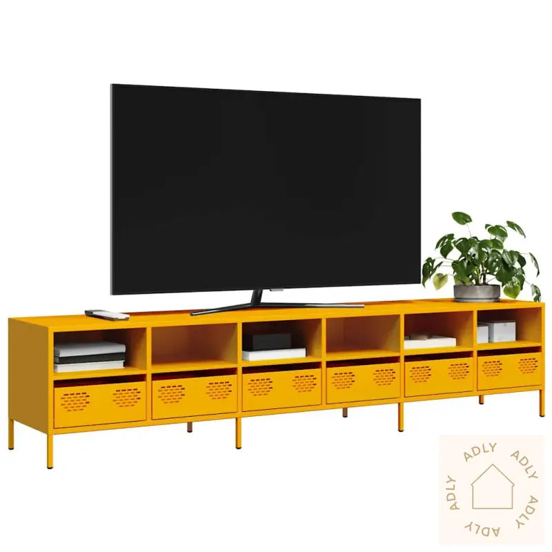 Tv-Benk Sennepsgul 202X39X43,5 Cm Kaldvalset Stål
