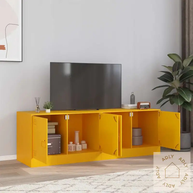 Tv-Benker 2 Stk Sennepsgul 67X39X44 Cm Stål