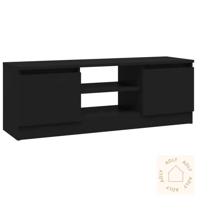 Tv-Benk Med Dør Svart 102X30X36 Cm