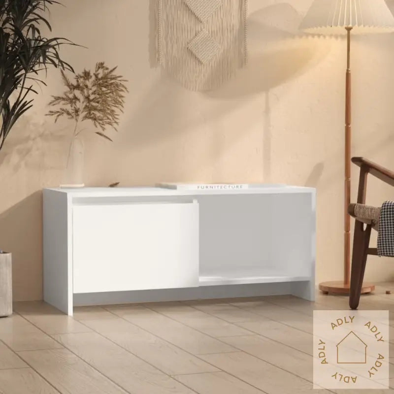 Tv-Benk Hvit 90X35X40 Cm Konstruert Tre