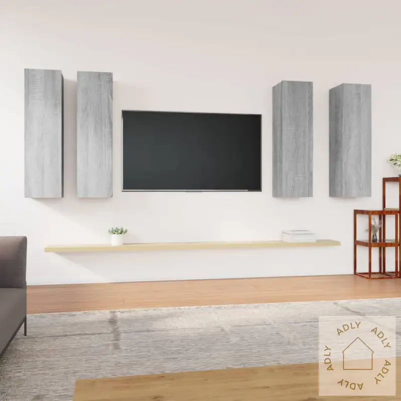 Tv-Benker 4 Stk Grå Sonoma 30,5X30X110 Cm Konstruert Tre