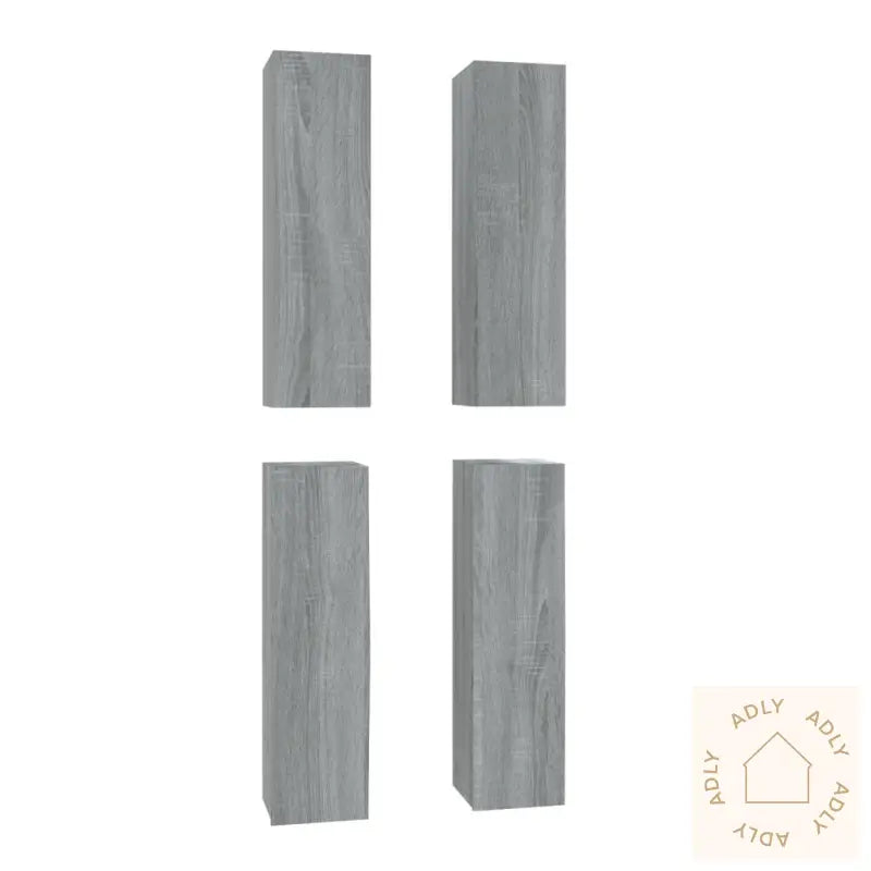 Tv-Benker 4 Stk Grå Sonoma 30,5X30X110 Cm Konstruert Tre