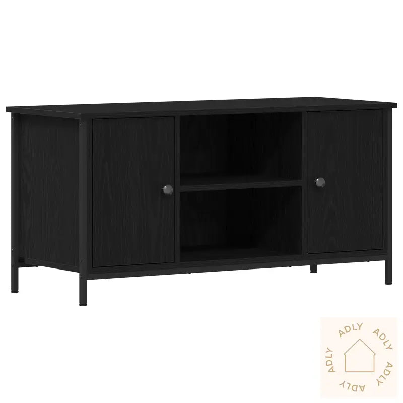 Tv-Benk Svart Eik 100X40X50 Cm Konstruert Tre Og Stål