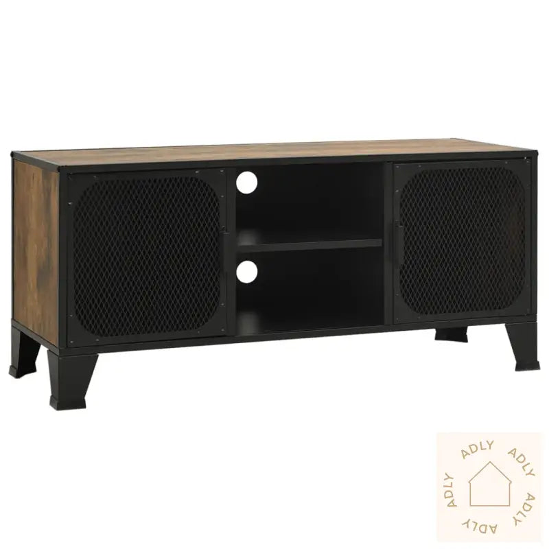 Tv-Benk Rustikk Brun 105X36X47Cm Metall Og Mdf