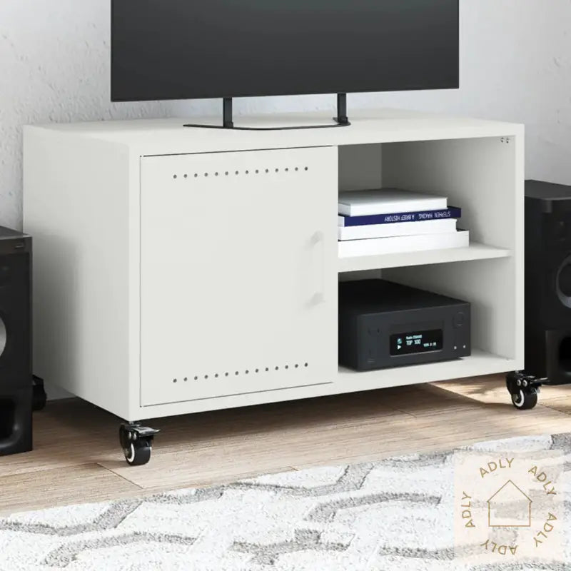 Tv-Benk Hvit 68X39X43,5 Cm Stål