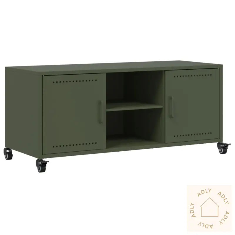 Tv-Benk Olivengrønn 100,5X39X43,5 Cm Stål