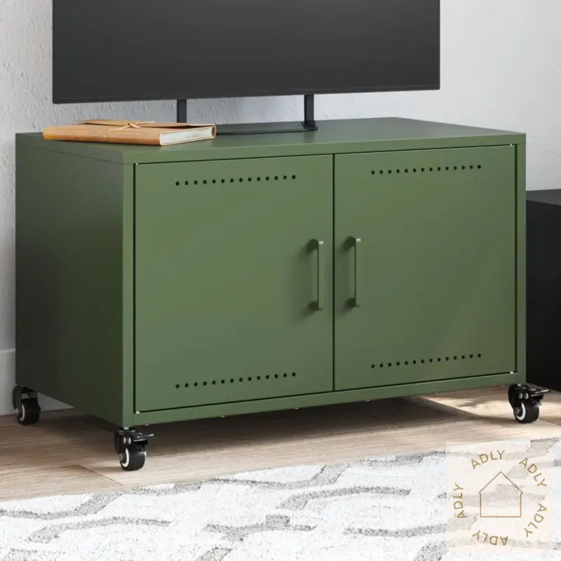 Tv-Benk Olivengrønn 68X39X43,5 Cm Stål