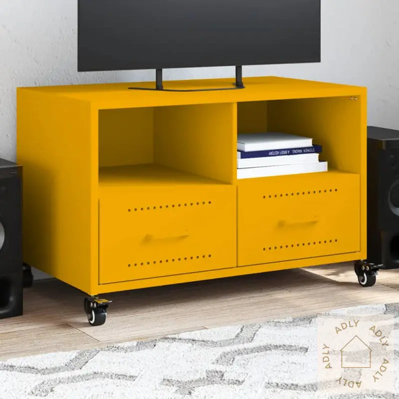 Tv-Benk Sennepsgul 68X39X43,5 Cm Kaldvalset Stål