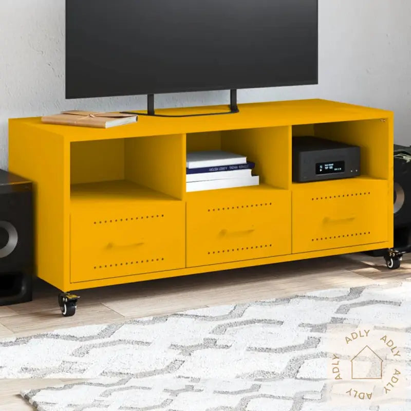 Tv-Benk Sennepsgul 100,5X39X43,5 Cm Stål