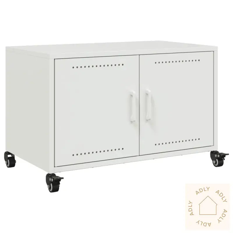 Tv-Benk Hvit 68X39X43,5 Cm Kaldvalset Stål