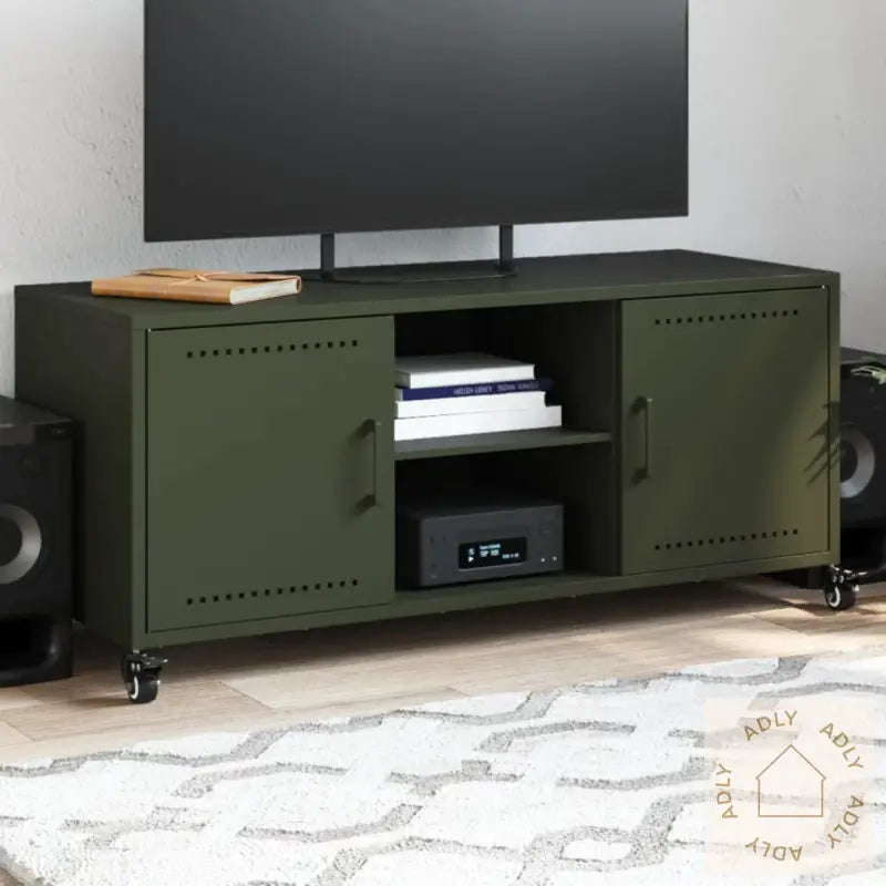 Tv-Benk Olivengrønn 100,5X39X43,5 Cm Stål