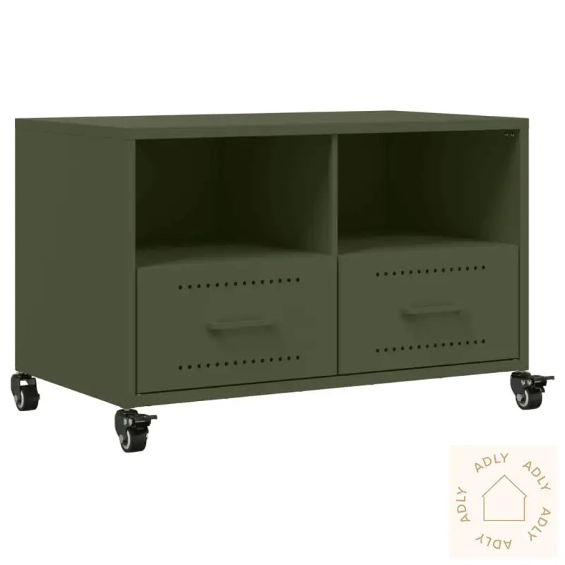 Tv-Benk Olivengrønn 68X39X43,5 Cm Stål