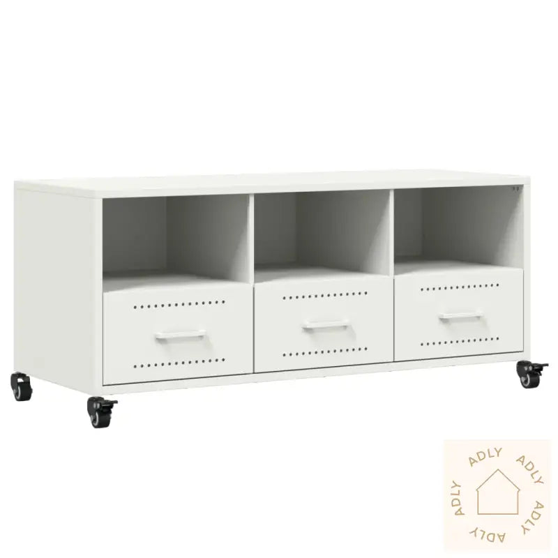 Tv-Benk Hvit 100,5X39X43,5 Cm Stål