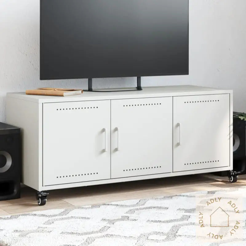 Tv-Benk Hvit 100,5X39X43,5 Cm Kaldvalset Stål