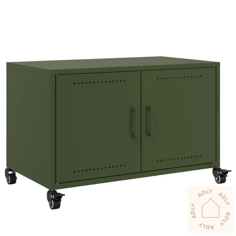 Tv-Benk Olivengrønn 68X39X43,5 Cm Stål