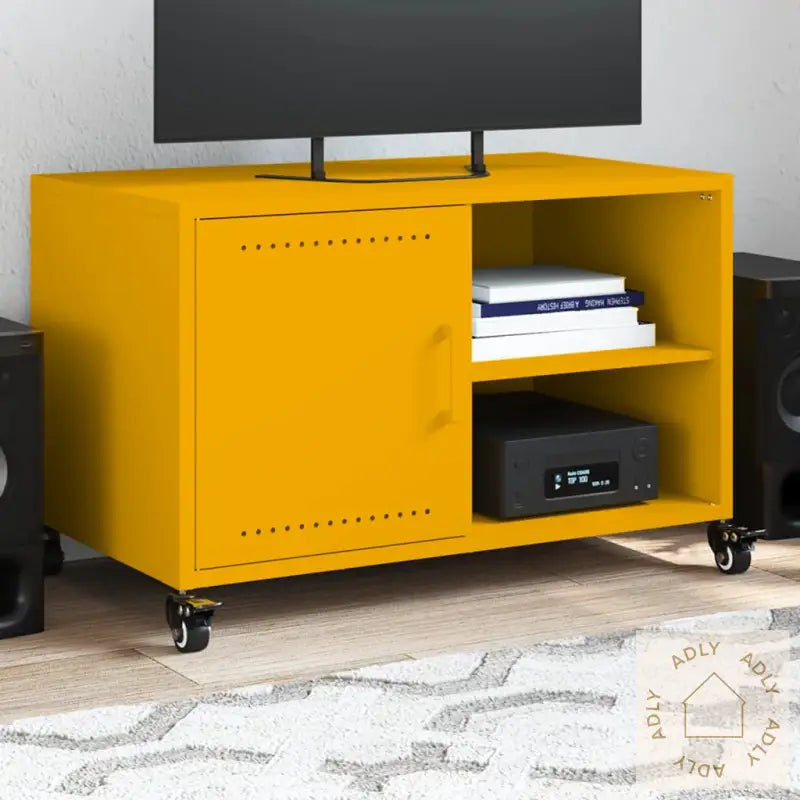 Tv-Benk Sennepsgul 68X39X43,5 Cm Stål