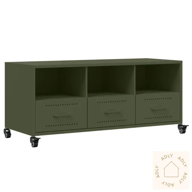Tv-Benk Olivengrønn 100,5X39X43,5 Cm Stål