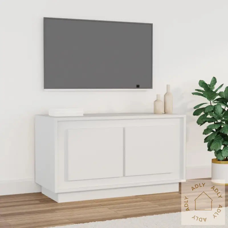 Tv-Benk Hvit 80X35X45 Cm Konstruert Tre