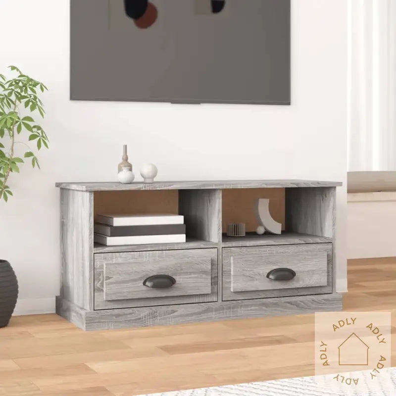 Tv-Benk Grå Sonoma 93X35,5X45 Cm Konstruert Tre