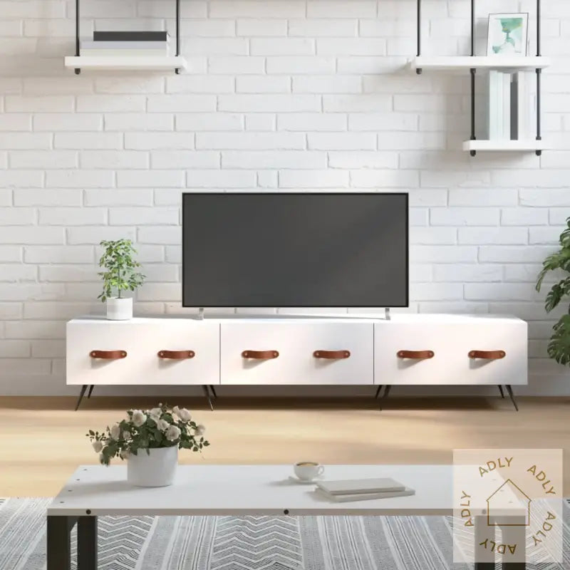 Tv-Benk Hvit 150X36X30 Cm Konstruert Tre