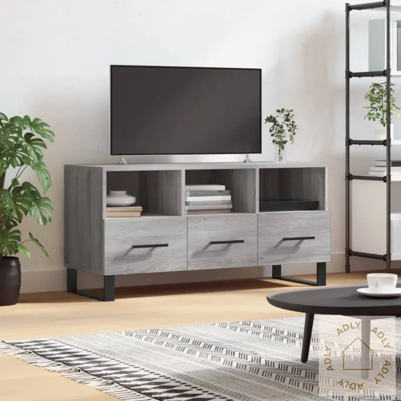 Tv-Benk Grå Sonoma 102X36X50 Cm Konstruert Tre