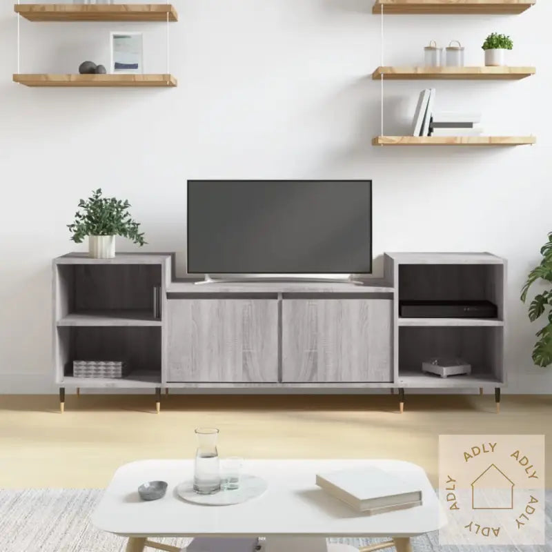 Tv-Benk Grå Sonoma 160X35X55 Cm Konstruert Tre