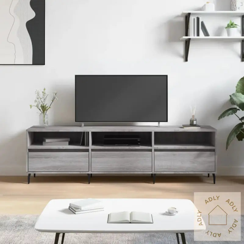 Tv-Benk Grå Sonoma 150X30X44,5 Cm Konstruert Tre