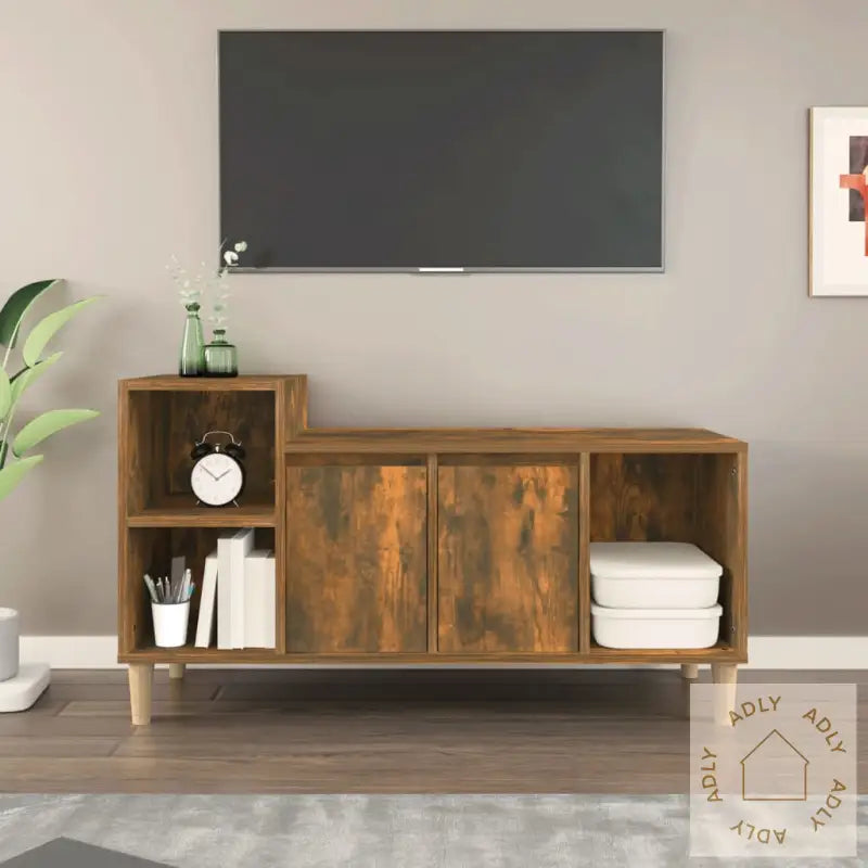 Tv-Benk Røkt Eik 100X35X55 Cm Konstruert Tre