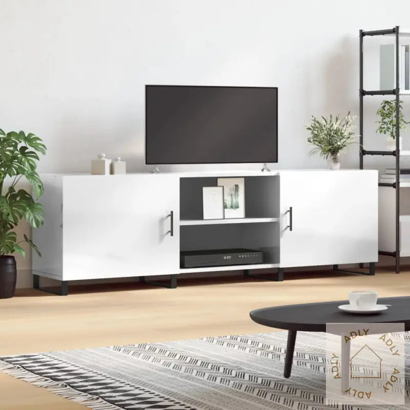 Tv-Benk Høyglans Hvit 150X30X50 Cm Konstruert Tre