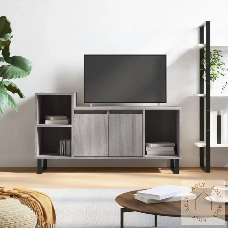 Tv-Benk Grå Sonoma 100X35X55 Cm Konstruert Tre