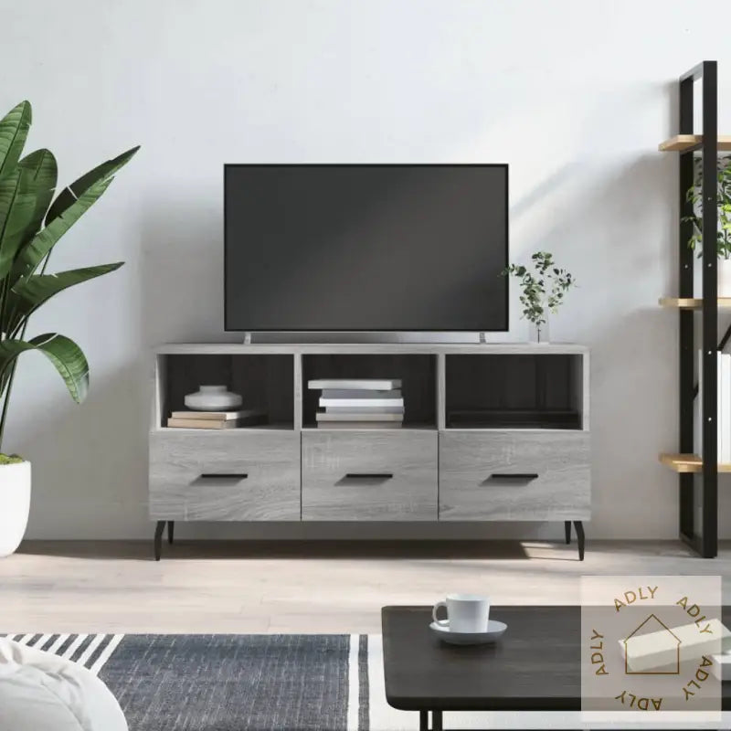 Tv-Benk Grå Sonoma 102X36X50 Cm Konstruert Tre