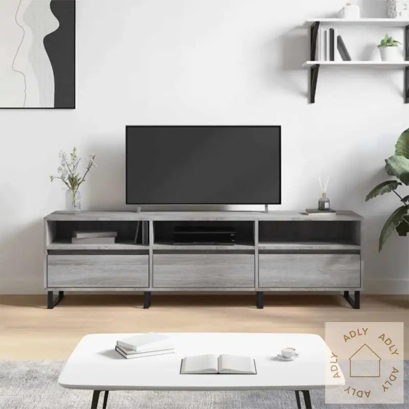 Tv-Benk Grå Sonoma 150X30X44,5 Cm Konstruert Tre