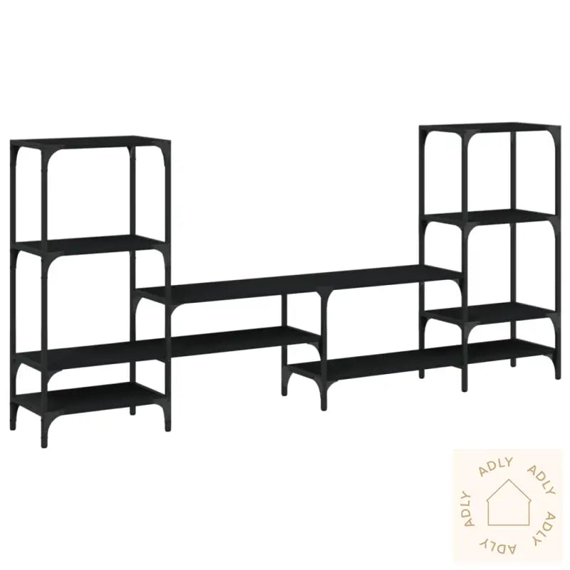 Tv-Benk Svart 206,5X28,5X95 Cm Konstruert Tre