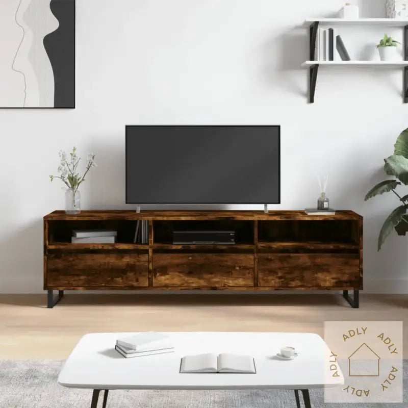 Tv-Benk Røkt Eik 150X30X44,5 Cm Konstruert Tre