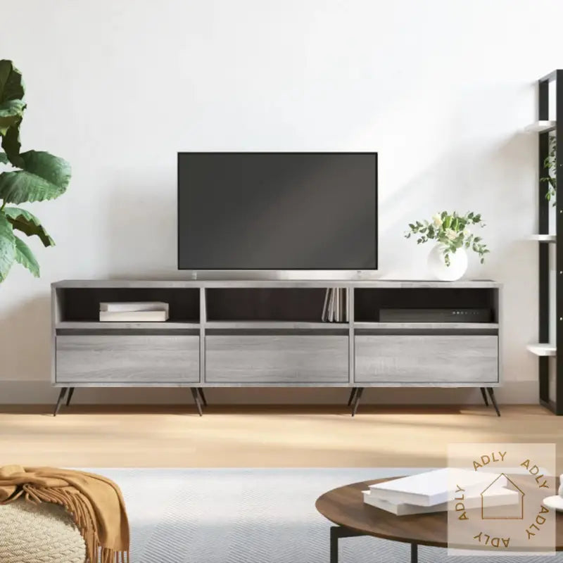Tv-Benk Grå Sonoma 150X30X44,5 Cm Konstruert Tre