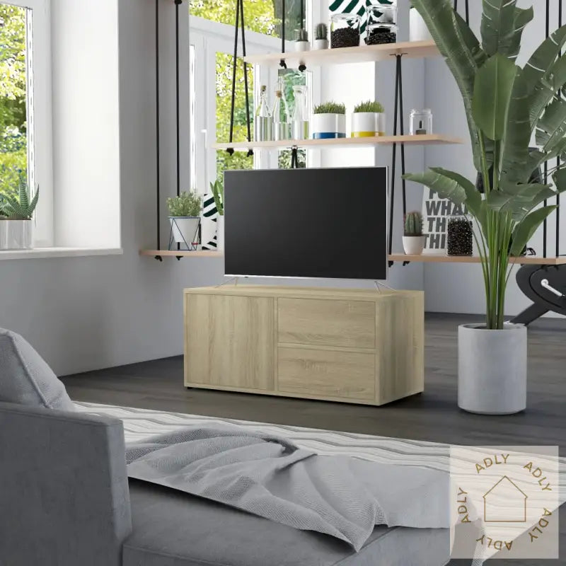 Tv-Benk Sonoma Eik 80X34X36 Cm Konstruert Tre