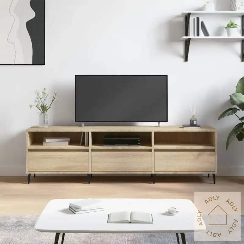 Tv-Benk Sonoma Eik 150X30X44,5 Cm Konstruert Tre