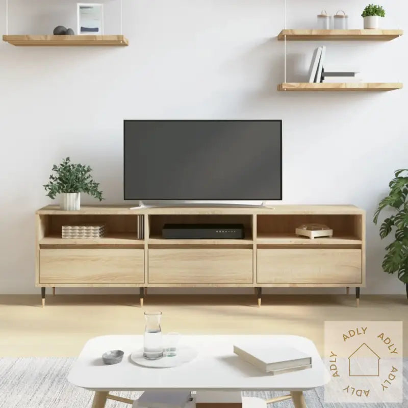 Tv-Benk Sonoma Eik 150X30X44,5 Cm Konstruert Tre