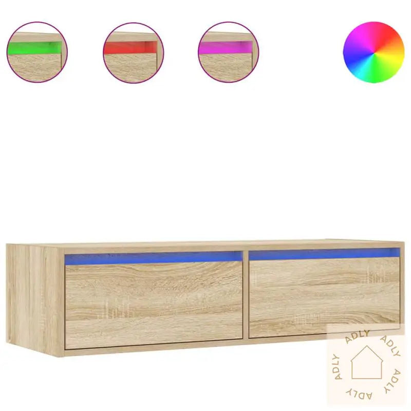 Tv-Benk Med Led-Lys Sonoma Eik 100X35,5X25 Cm